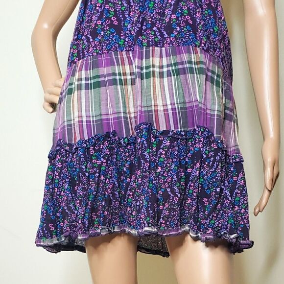 Mossimo Floral Smocked Purple Ruffle Summer Dress - Picture 5 of 7